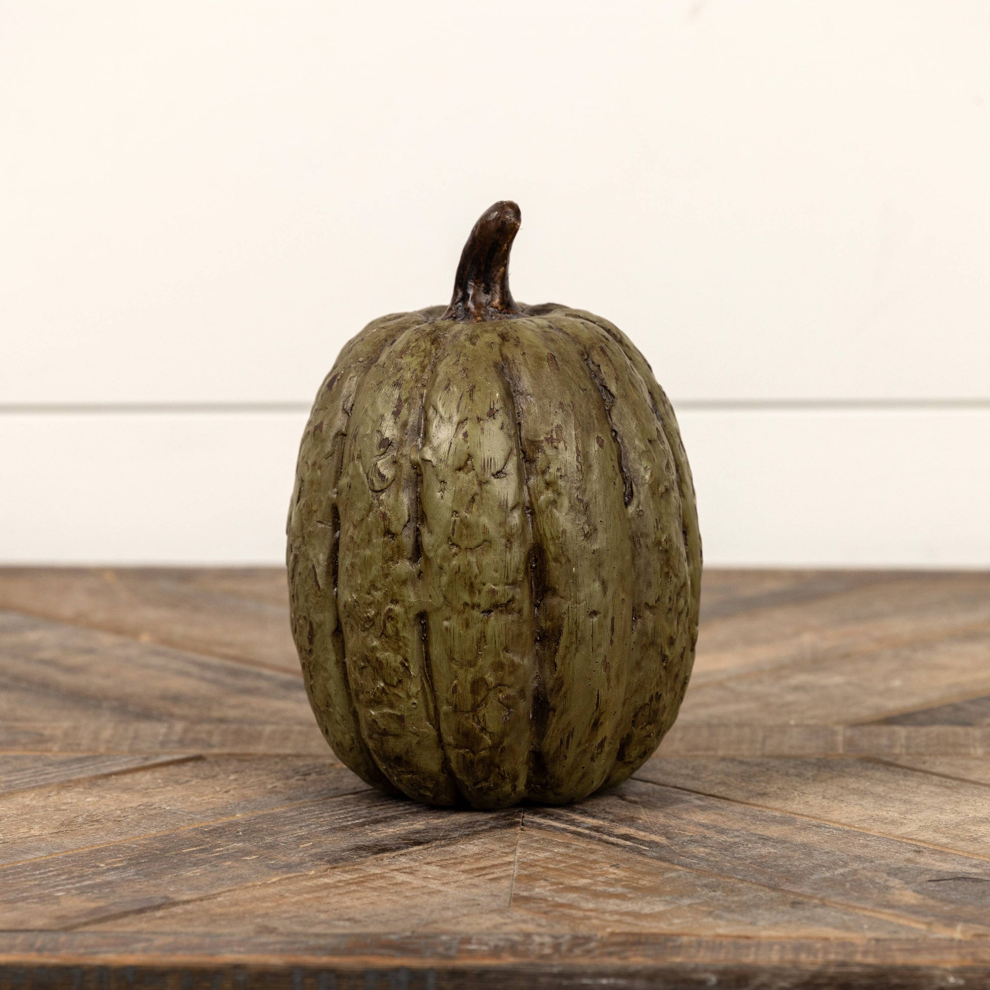 7.5" OLIVE GREEN TALL PUMPKIN