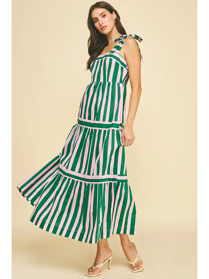 Multi Color Striped Tiered Maxi Dress