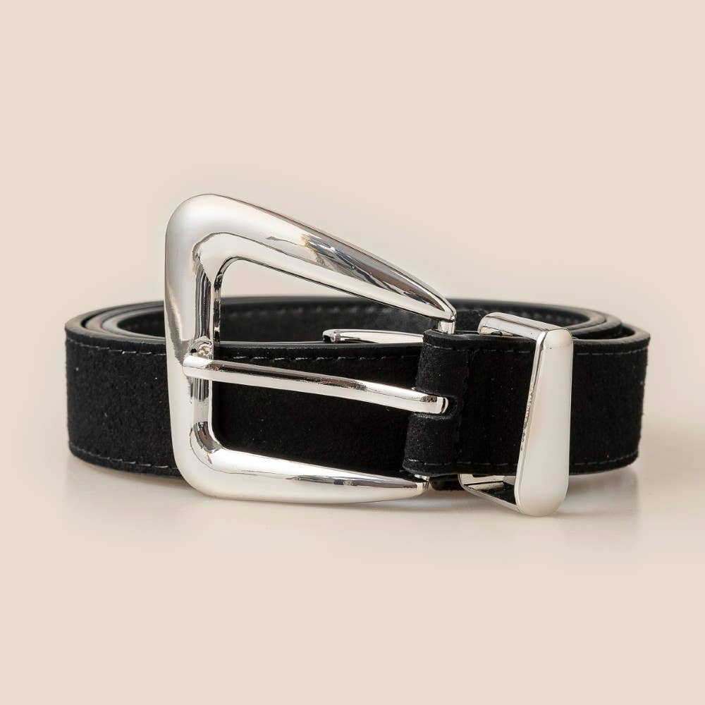 Warped Buckle Leather Belt
