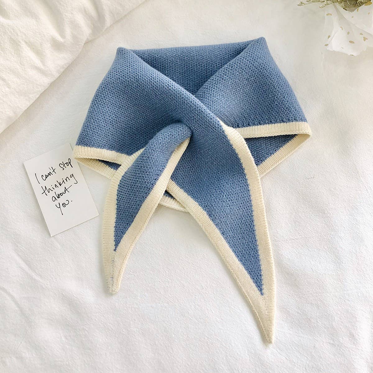 Knit Triangle Scarf for Women’s Winter Neck Wrap