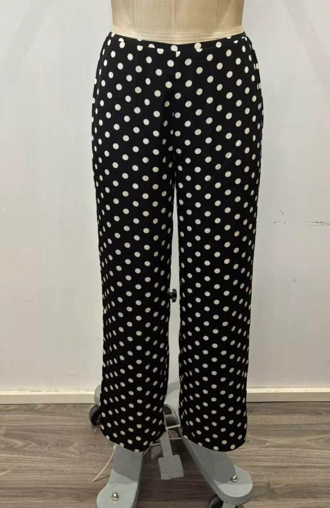 Polka Dot Satin Pants
