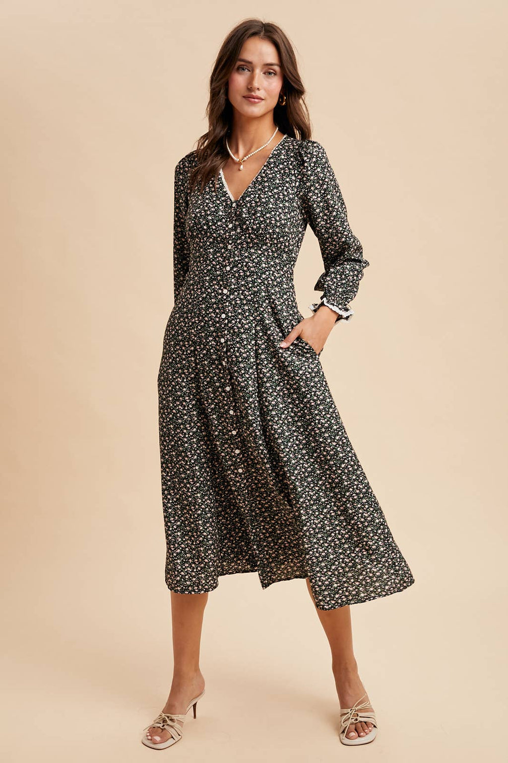 FLORAL BUTTON DOWN MAXI DRESS