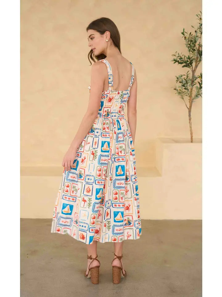 Sweetheart Neck Midi Dress