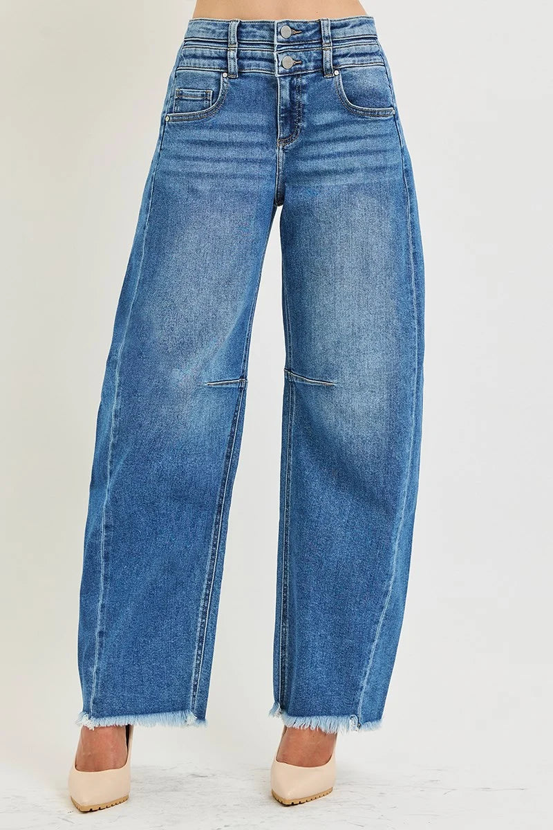 Slouchy Barrel Double Waistband Jeans