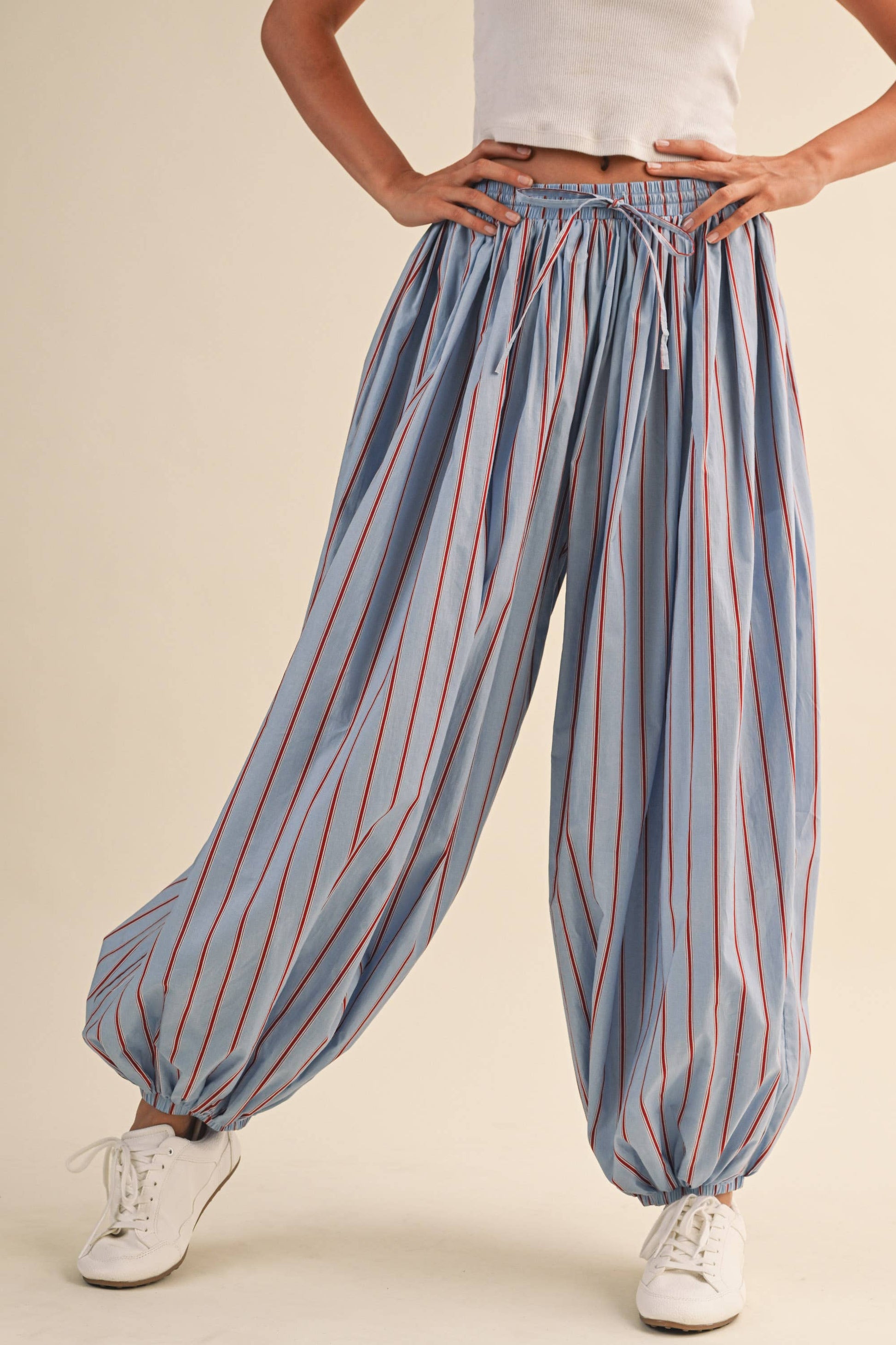 STRIPED BALLOON PANTS