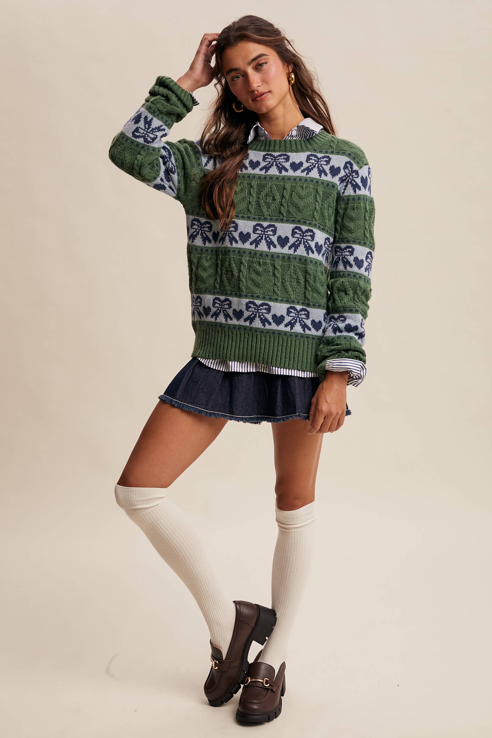 Bow & Heart Knit Pullover LSW1017