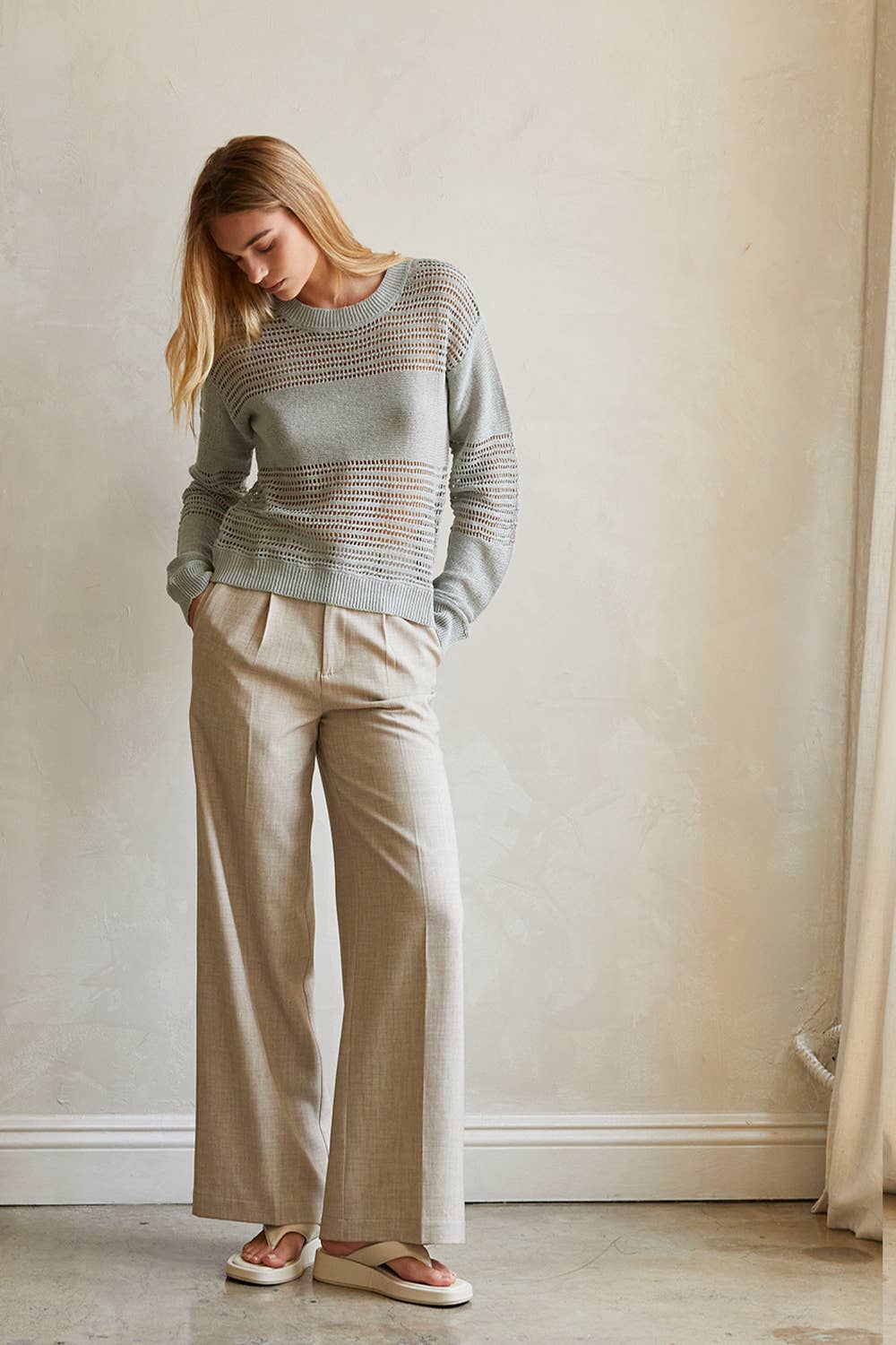 Luna Pleat Front Trouser - OATMEAL