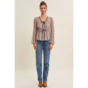 ROMANTIC FLORAL CHIFFON BLOUSE