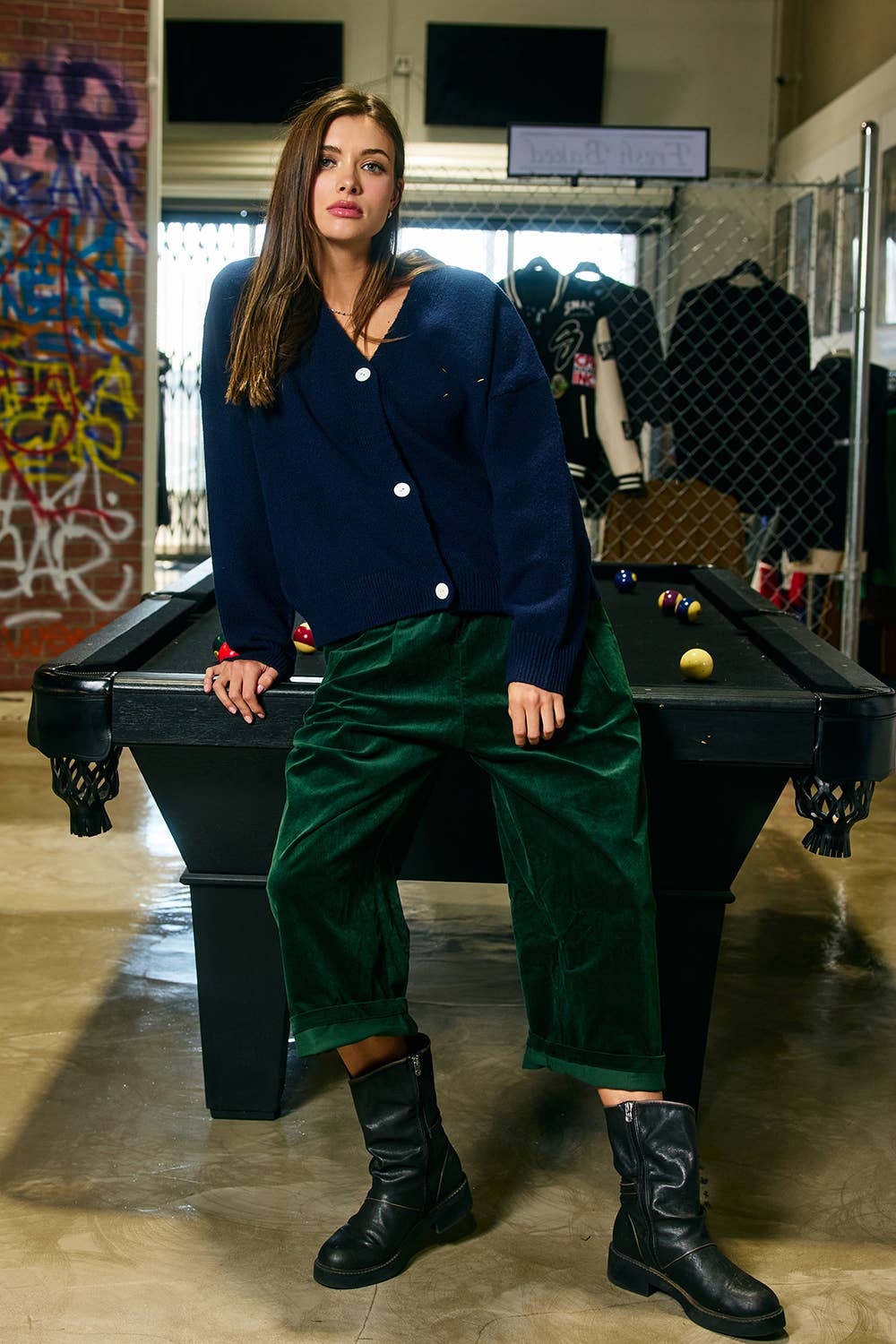Embroidered "Lucky Duck" V-Neck Cardigan