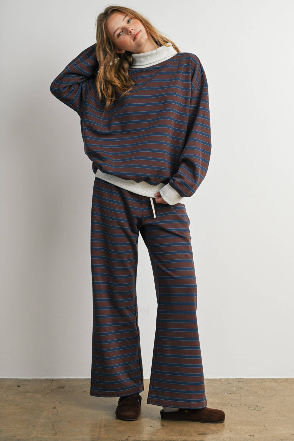 Stripe Wide Leg Knit Pants