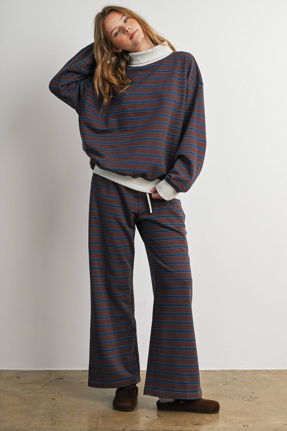 Striped Turtleneck Sweatshirt