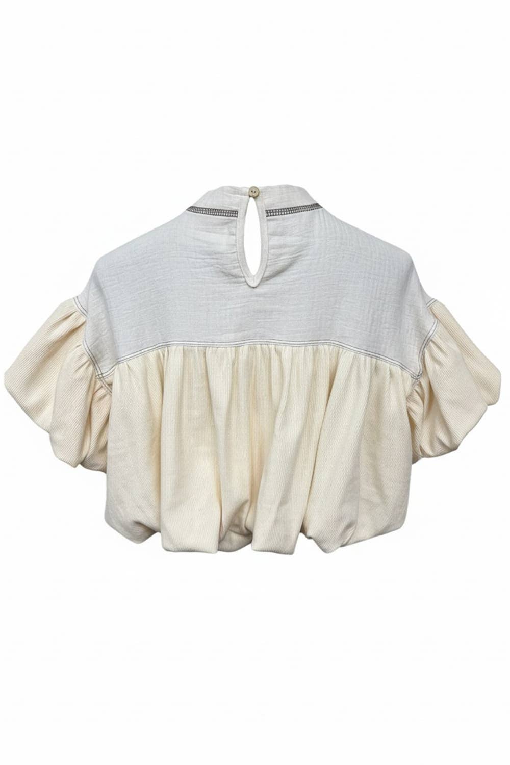 Ruffle Sleeve & Hem Contrast Detail Crop Top