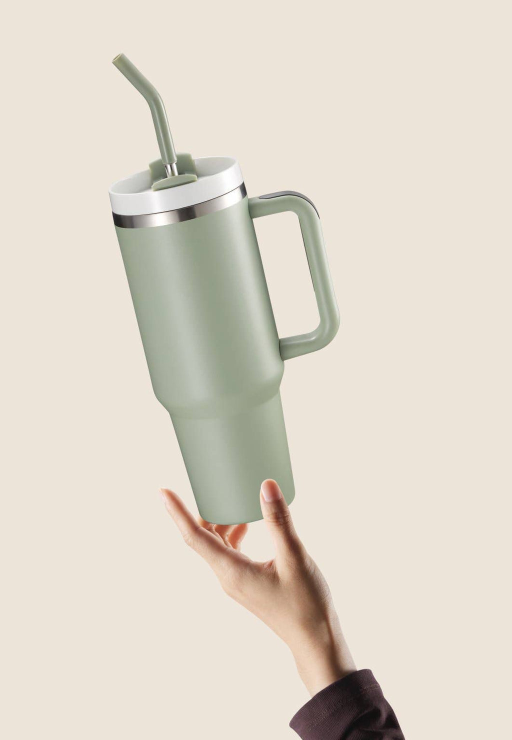 Kook Stainless Steel Tumbler, with Straw and Handle, 40 oz