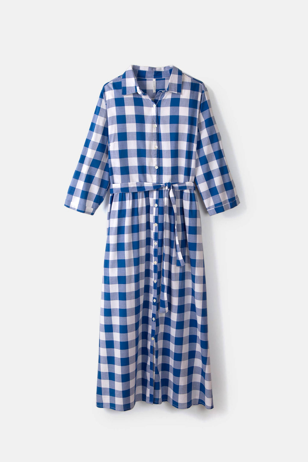 Checkered Shirt Dress - BLUE
