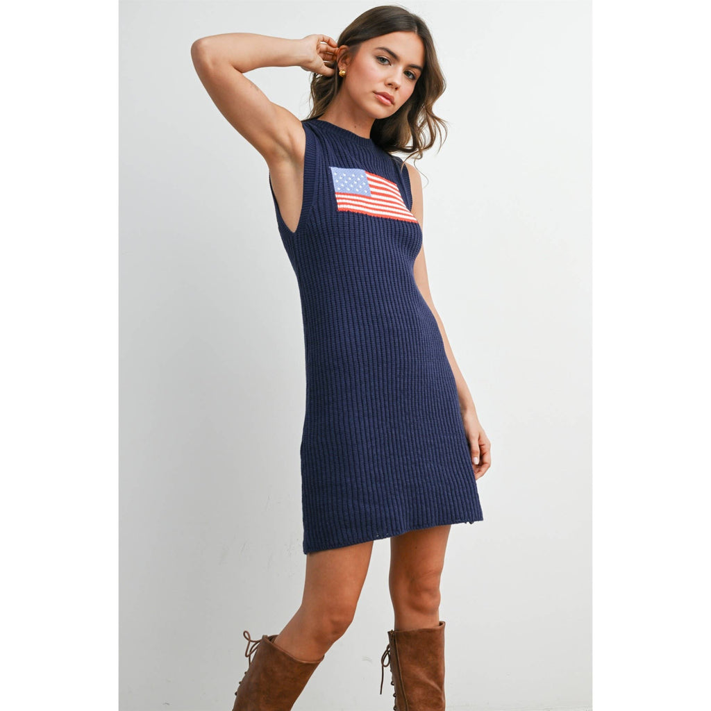 American Flag Graphic Sleeveless Knit Dress