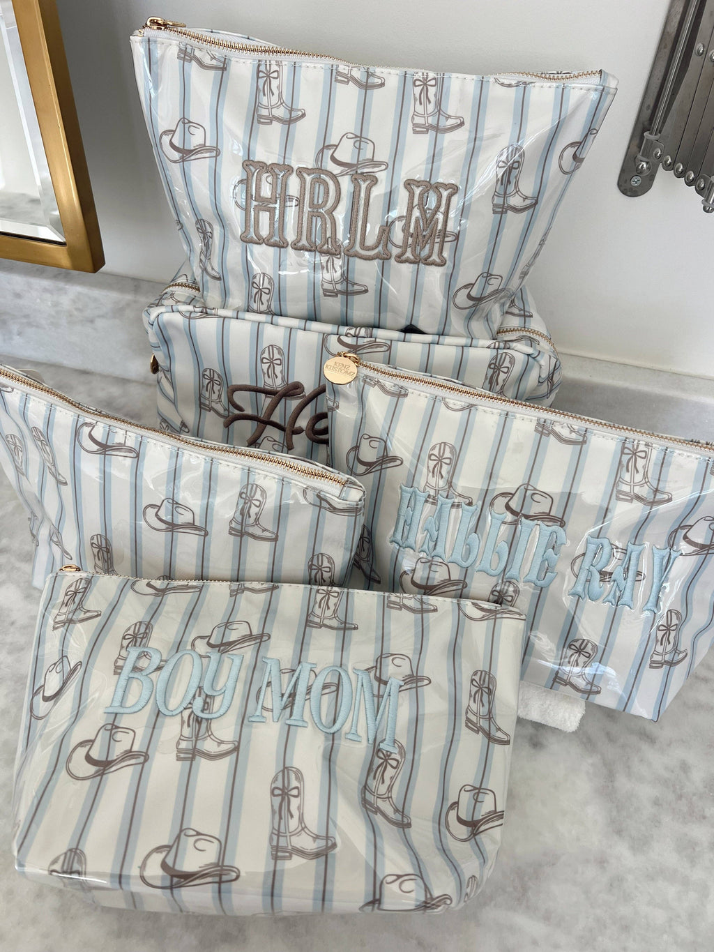 Western Blues Striped - Clear Coat Bag