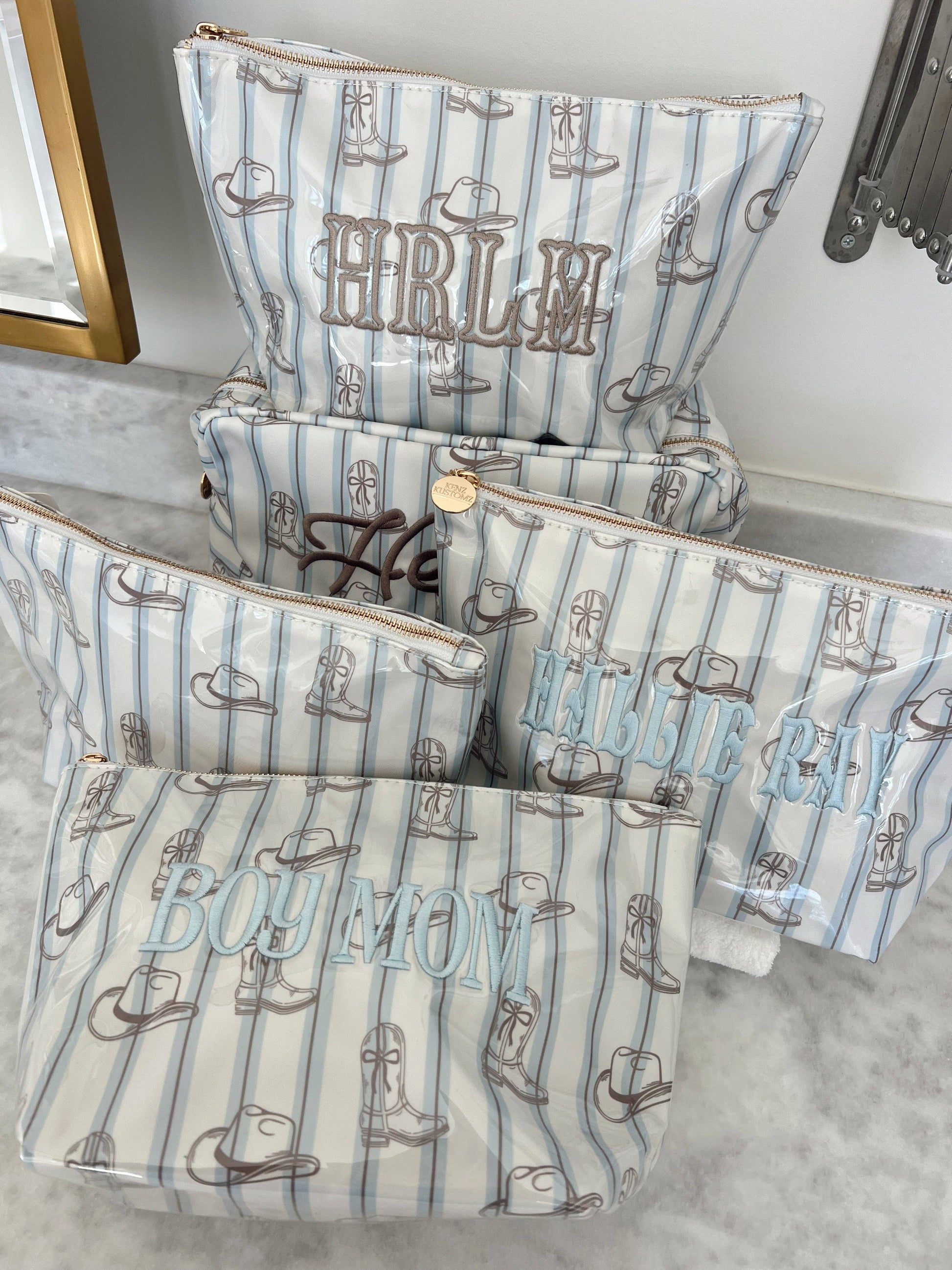 Western Blues Striped - Clear Coat Bag