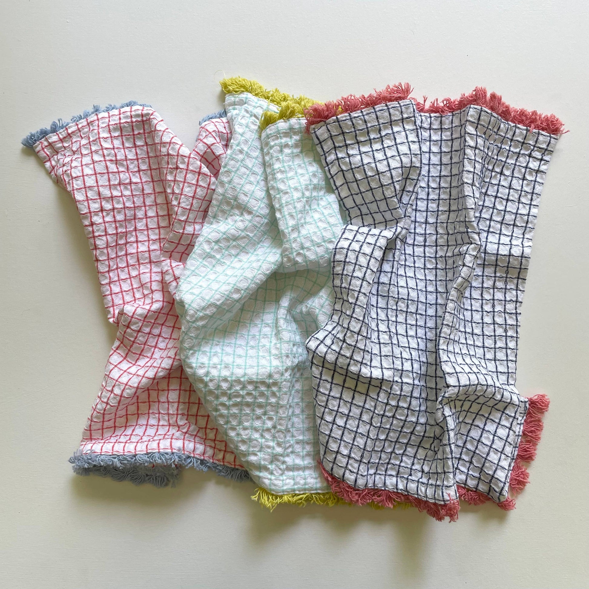 100% cotton waffle square bright fringe kitchen dishcloth