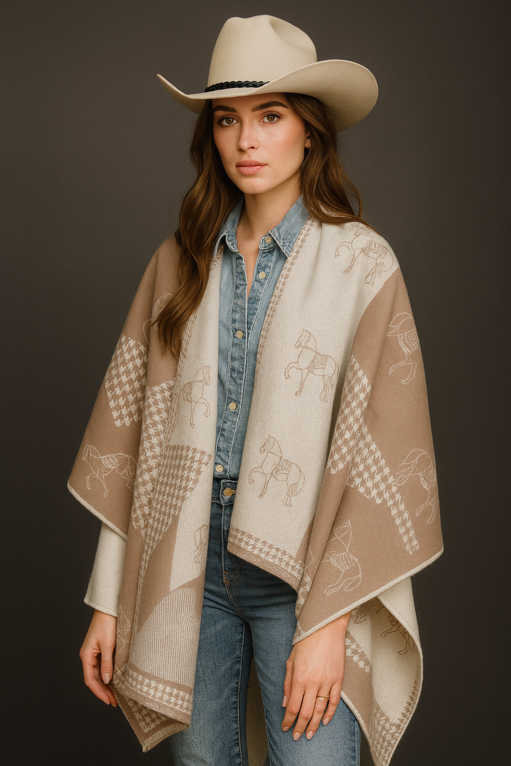 Herringbone Equestrian Knit Winter Scarf