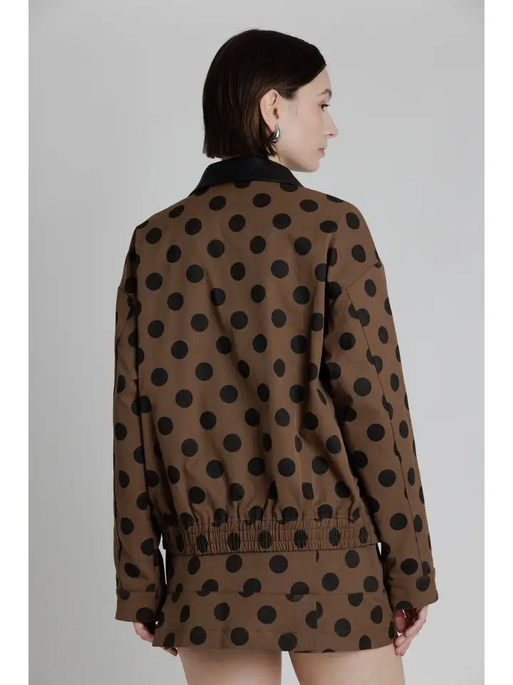 Polka Dot Twill Contrast Jacket