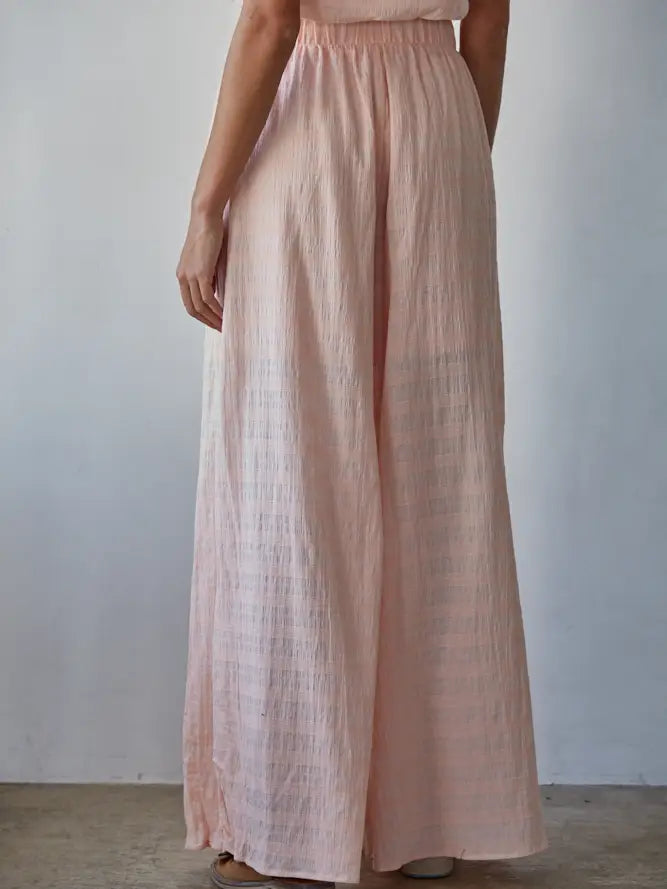 By Together Wide Leg Cotton Pants - High-Waisted Blush Palazzo Pants