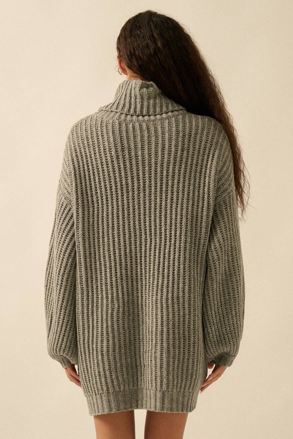 Rib Knit Turtle Neck Oversized Sweater