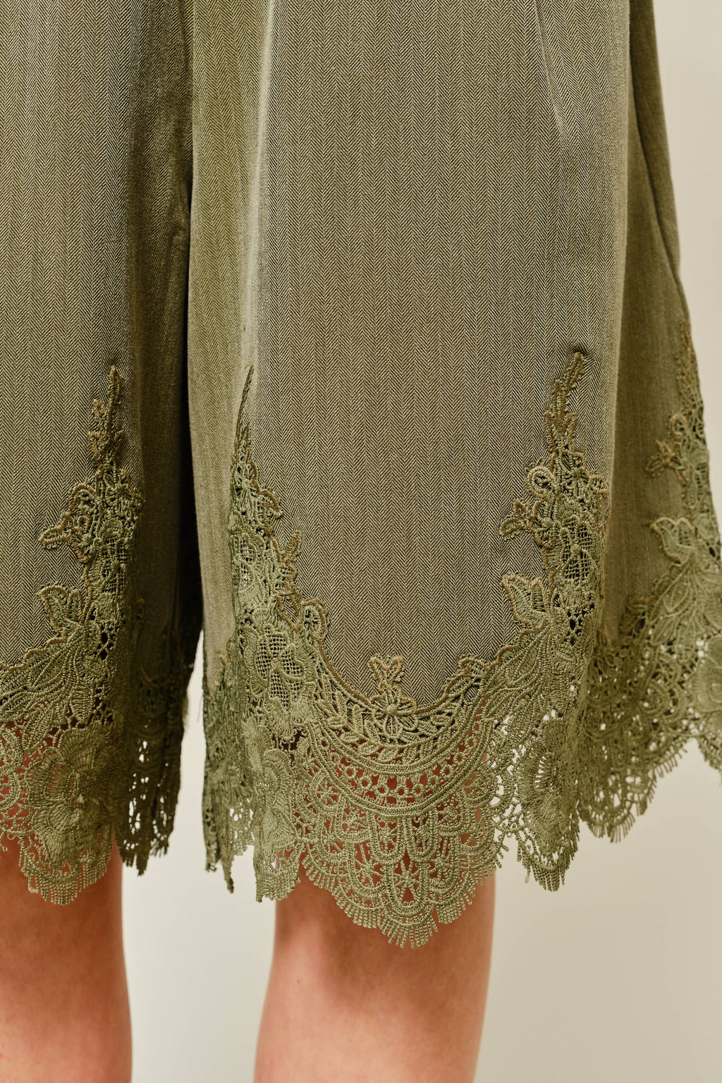 Aaron & Amber Lace Hem Classic Long Shorts