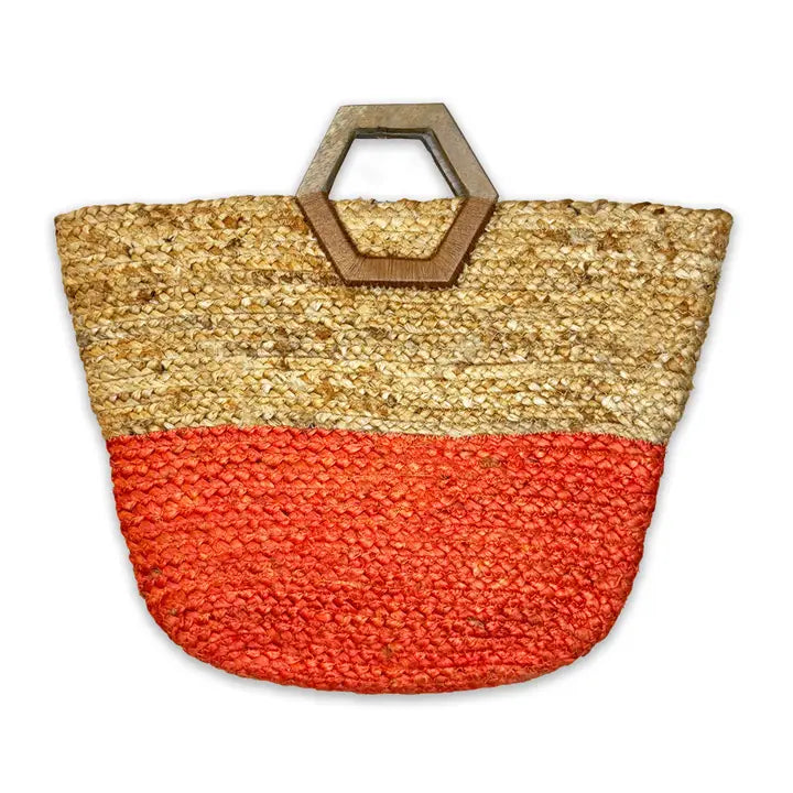 Florence Hand Bag - Jute Bag with Wood Handle