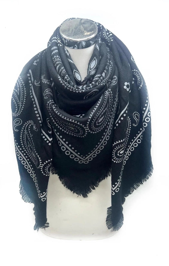 Oversized Bandana Print Square Scarf