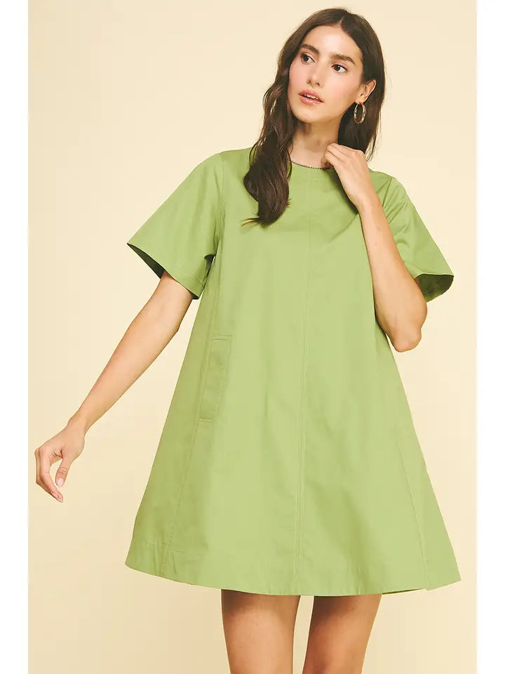 Tunic Mini Dress with Tucked Detail At Back