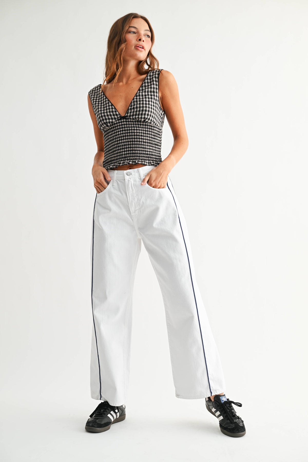 White Barrel Jean - High-Rise Wide Leg Curved Denim