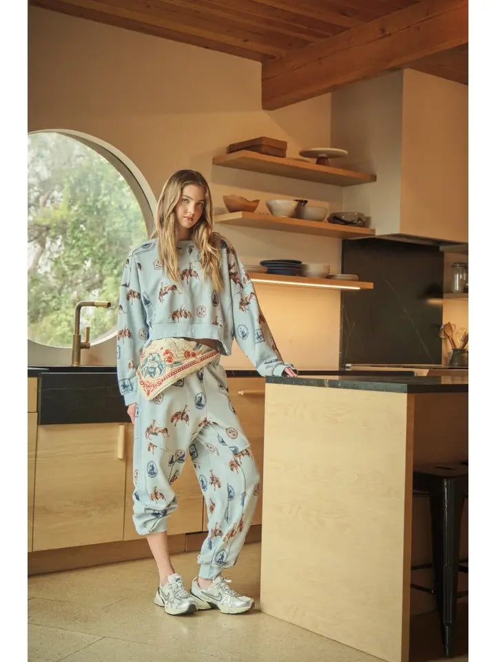 Equestrian Printed French Terry Jogger