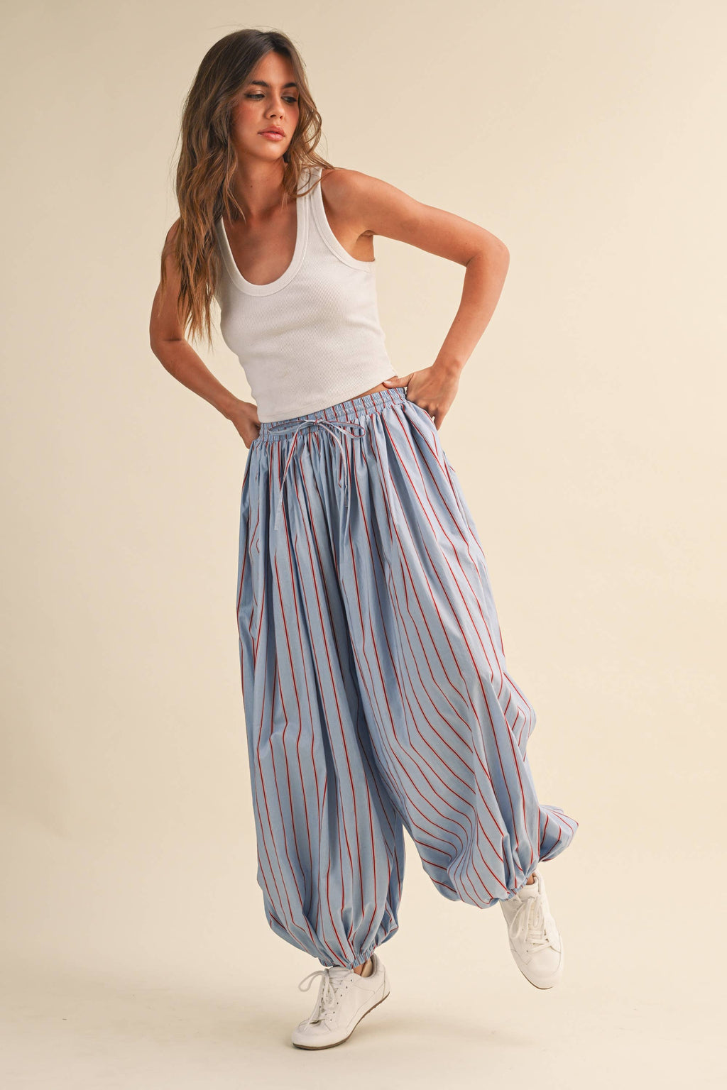 STRIPED BALLOON PANTS