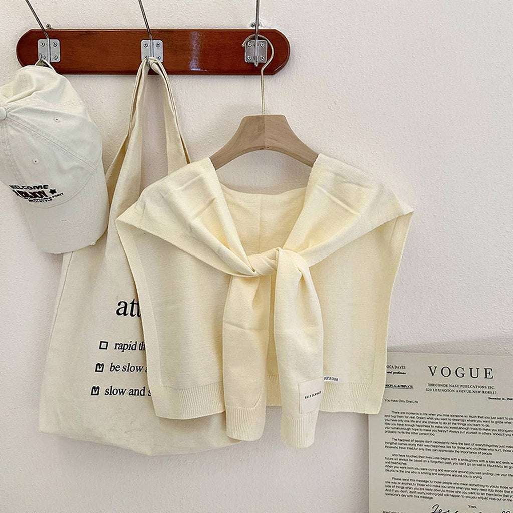 Solid Color Knitted Knotted Shawl