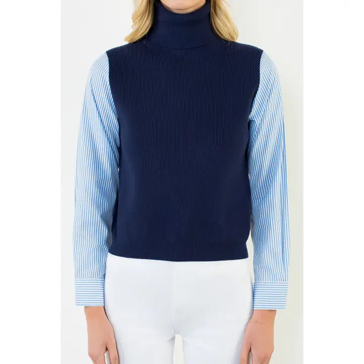 Stripe Sleeve Sweater Top