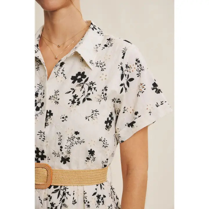 Effortless Elegant Eyelet Lace Tiered Midi with Belt