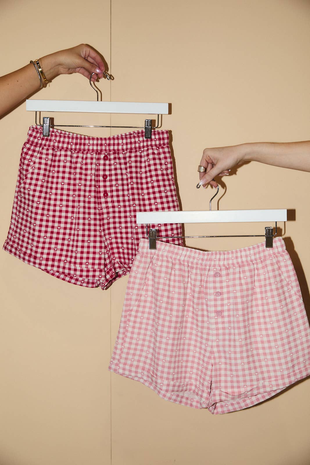 HEART & GINGHAM PRINT BOXER SHORTS