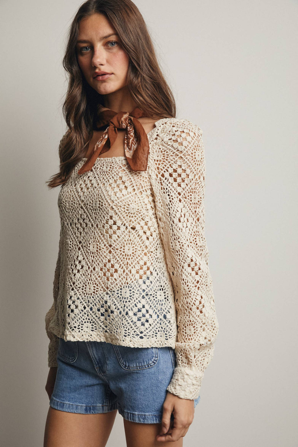 Crochet Square Neck Top