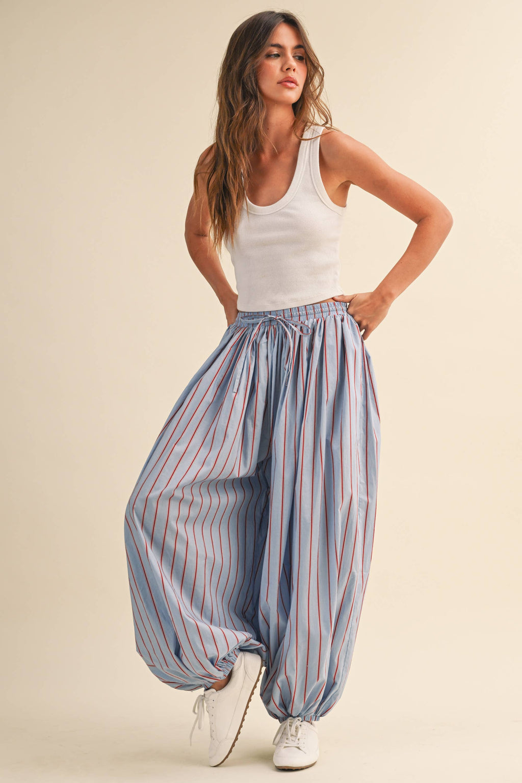 STRIPED BALLOON PANTS