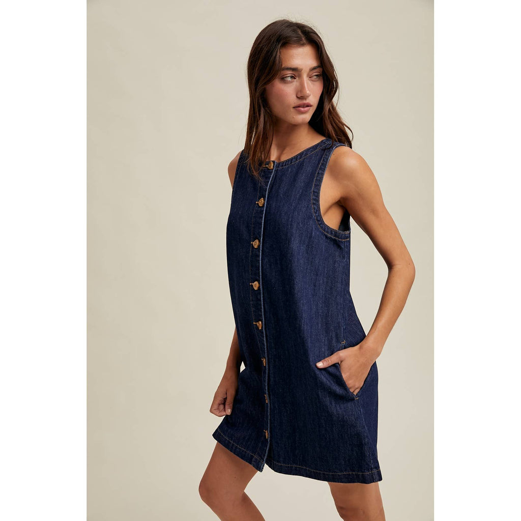 DENIM BUTTON-UP MINI DRESS / WL25-11576