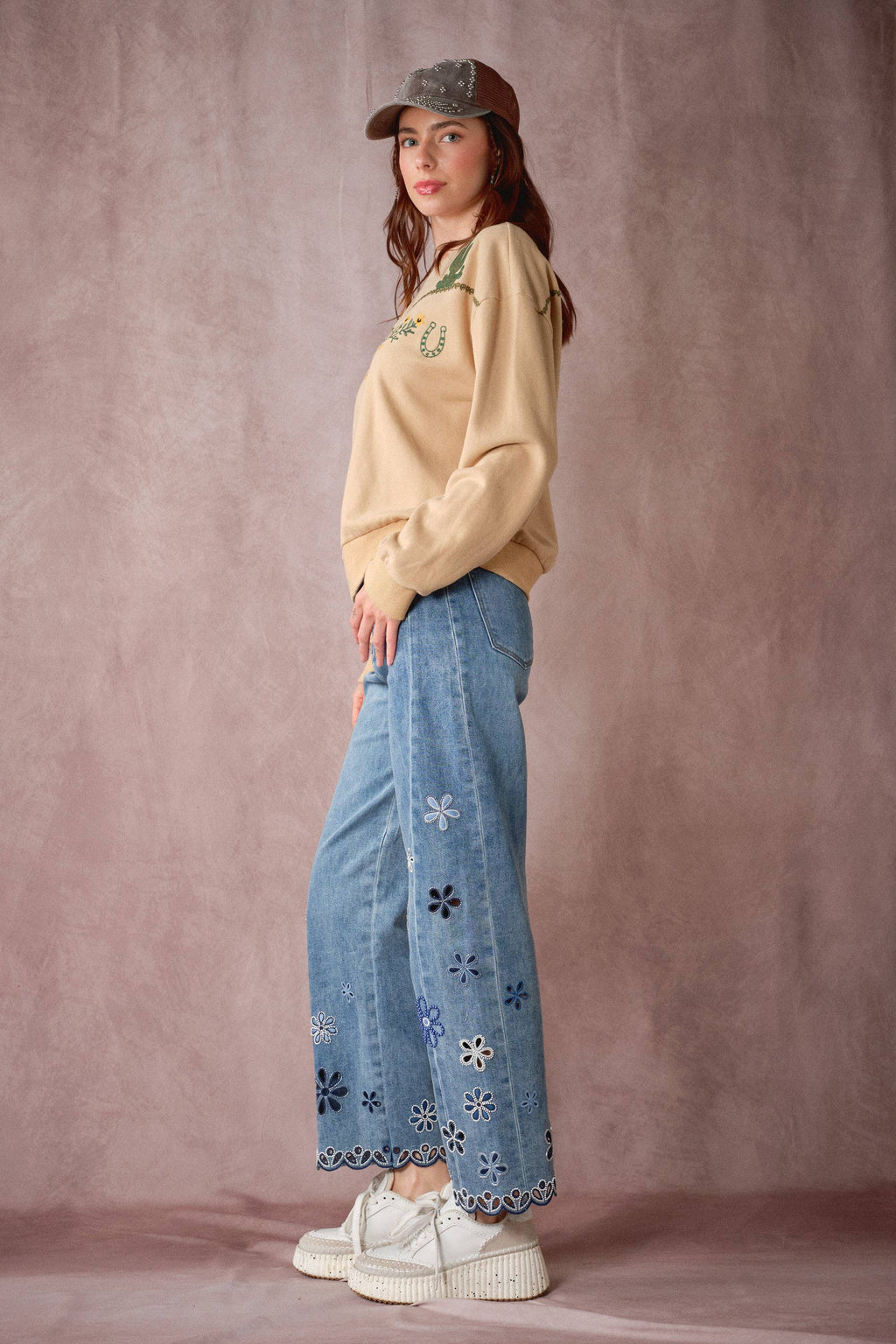 Western Embroidered Terry Pullover