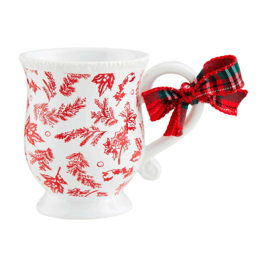Red Toile Christmas Ceramic Mugs