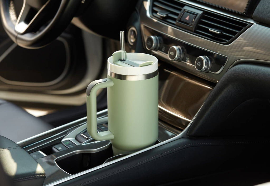 Kook Stainless Steel Tumbler, with Straw and Handle, 40 oz