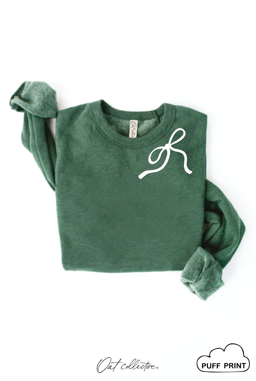 RIBBON BOW PUFF NECKLINE  Graphic Sweatshirt