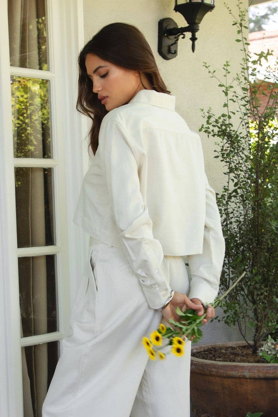 Classic Cropped Linen Blend Shirt