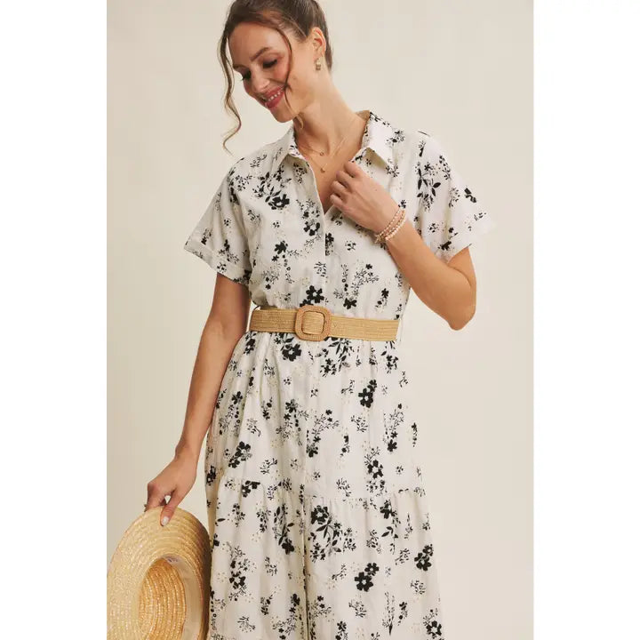 Effortless Elegant Eyelet Lace Tiered Midi with Belt
