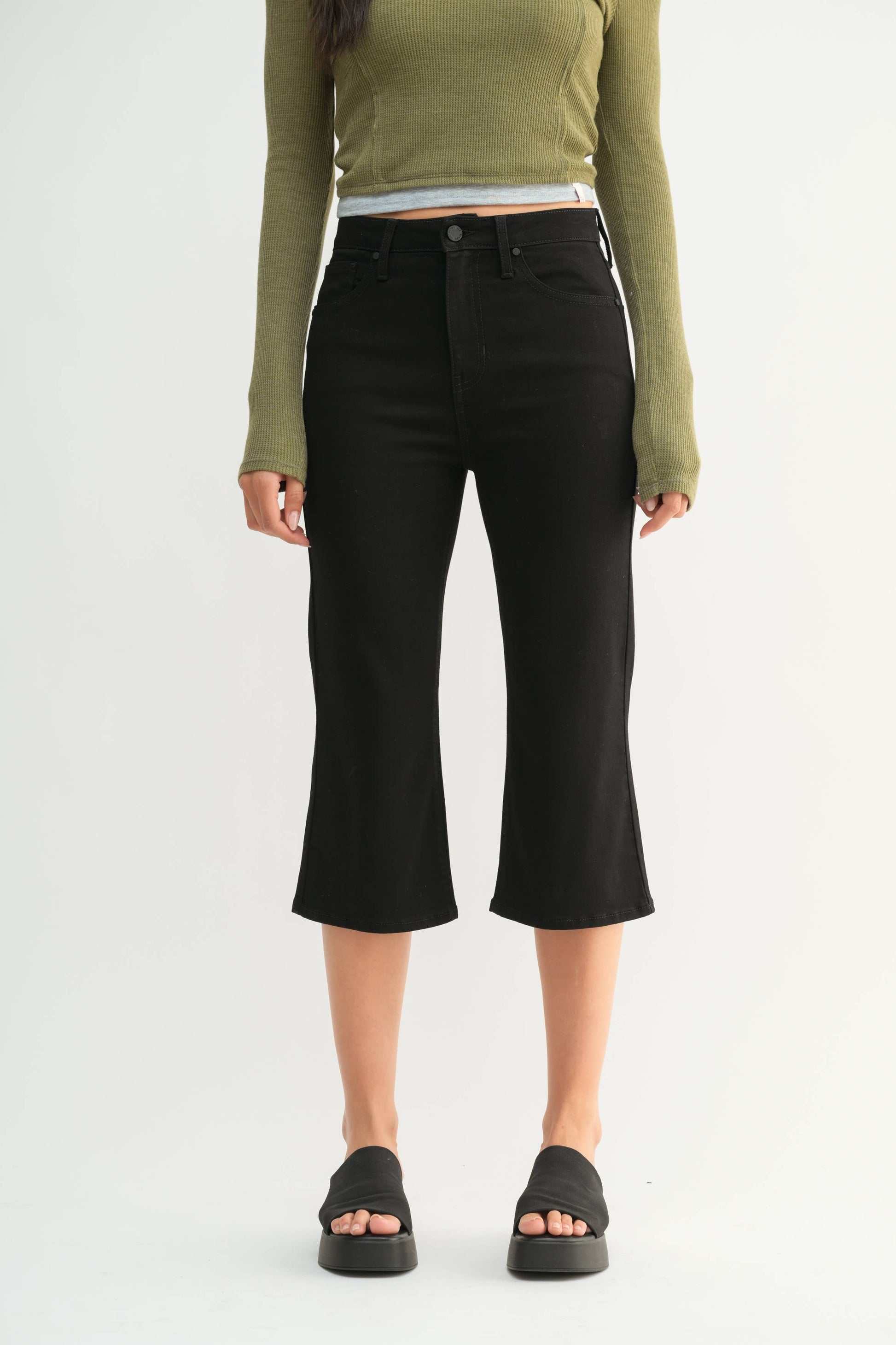 JUST BLACK DENIM Black Capri Jeans - High-Rise Slim Fit Cropped Denim