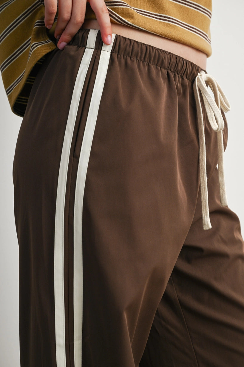 Striped Drawstring Wide-Leg Pants
