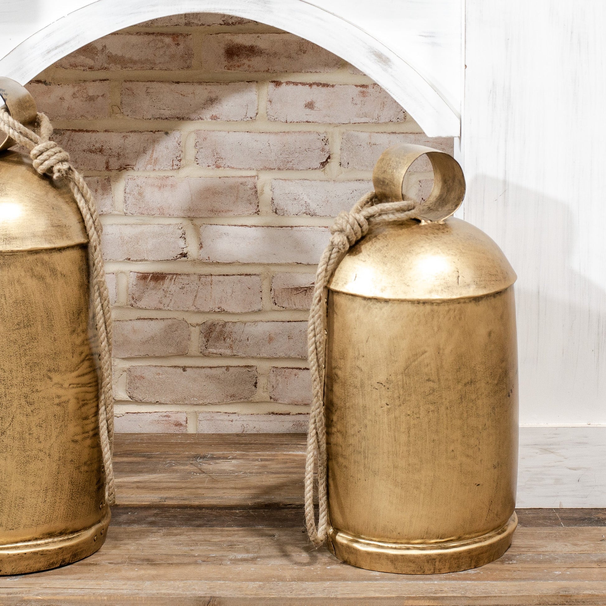 Distressed Gold Bell with Rope Hanger | 2 Sizes