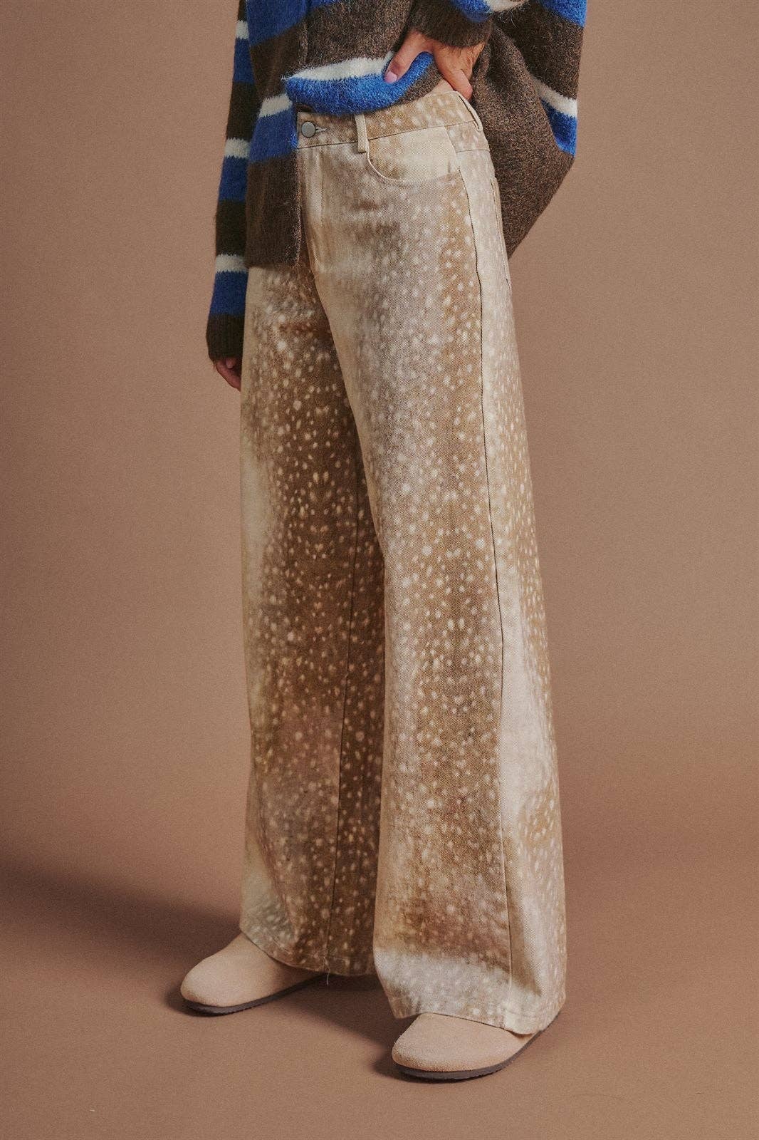 Deer Spot Wide Leg Twill Pants